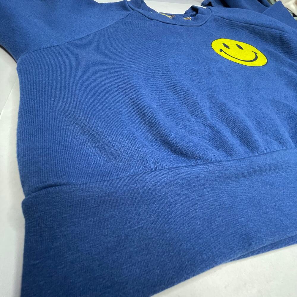 Aviator Nation x SoulCycle cropped crew sweatshirt Medium Blue smiley graphic - Picture 11 of 14